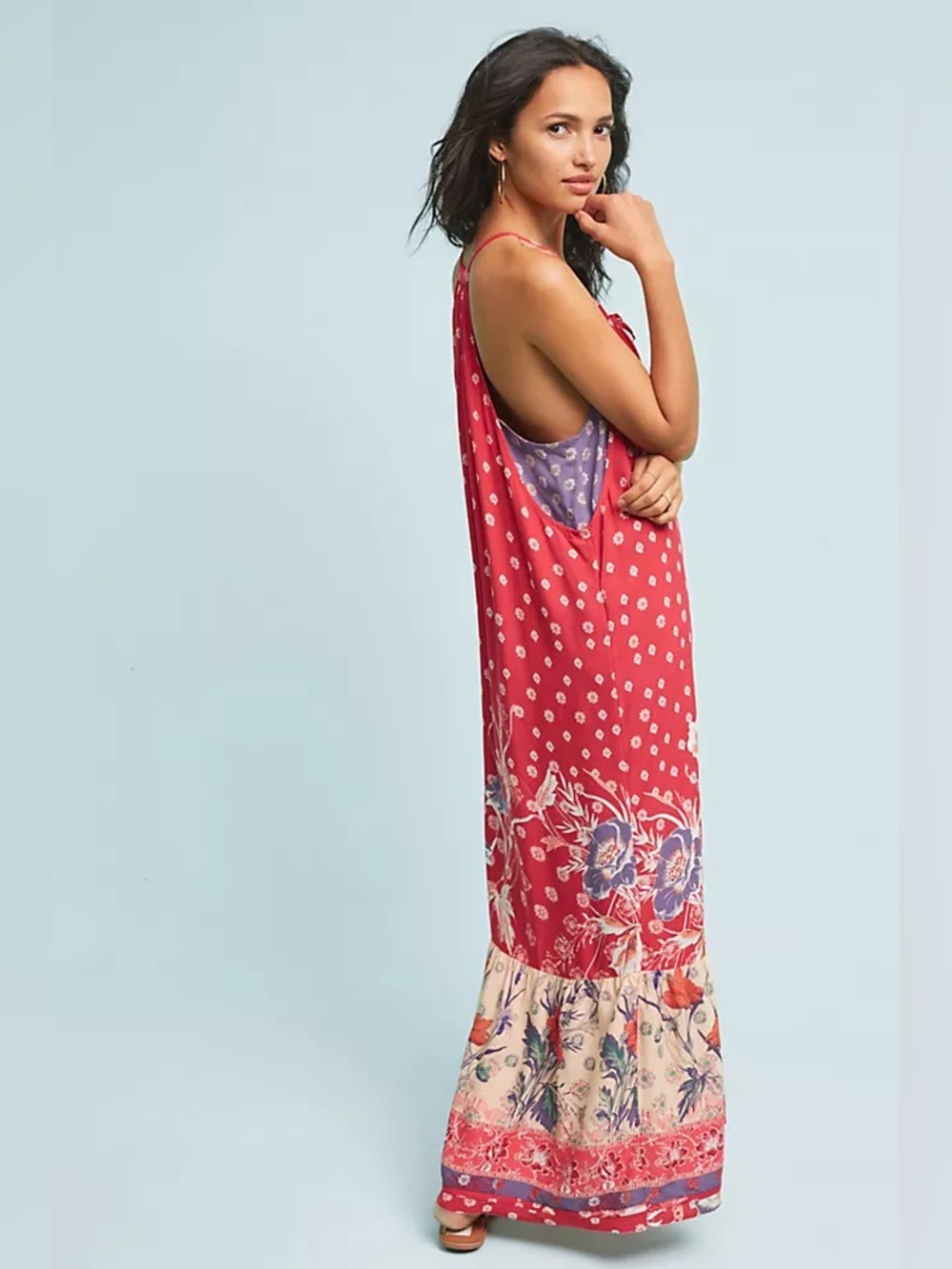 Anthropologie Floral Maxi Dress By Maeve Kira Printed Extra Small Boho Tasselojp